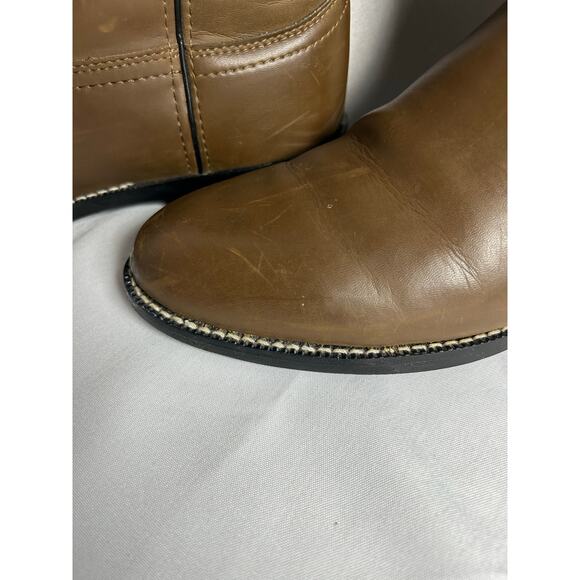Justin Basics Boots Mens Size 10.5 D brown ￼ Leather Western Cowboy Slip On USA main image 4